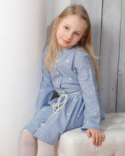 Mädchenkleid blau weiss Streifen - Klüngelkram Indian Affairs